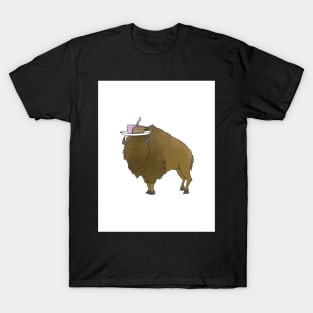 Buffalo with Cake - Happy Birthday T-Shirt